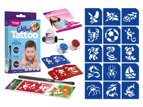 Plucky Fiús Csillámtetoválás Szett + VUK sablonok