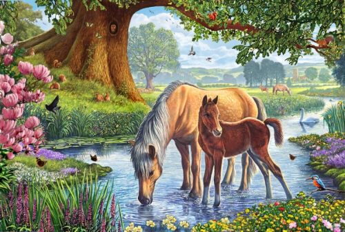 Lovak a pataknál, 150 db (56161) Pferde am Bach / Horses by the stream