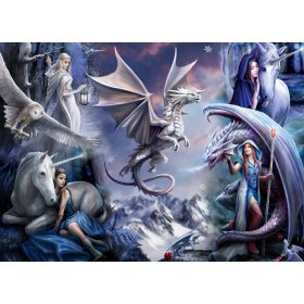   Anne Stokes - Silver Dragon Collage - Bluebird 90036-F - 1500 darabos puzzle