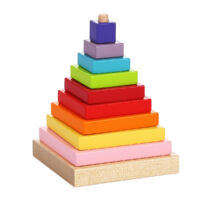Kép 1/5 - Cubika Piramis Fa építőjáték 9 db-os