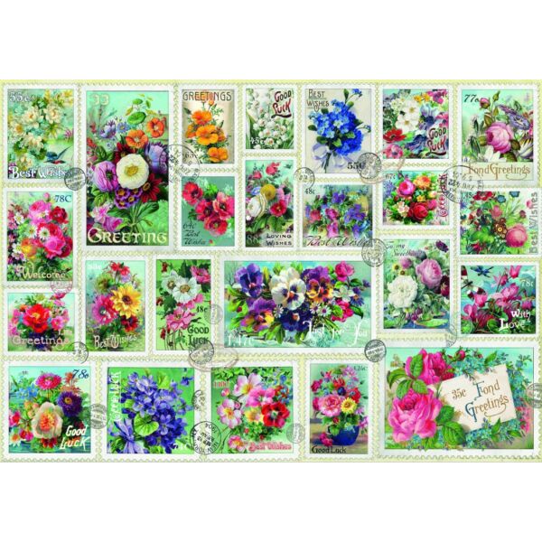 Stamp Flower Collection - Bluebird 70472 - 2000 db-os puzzle