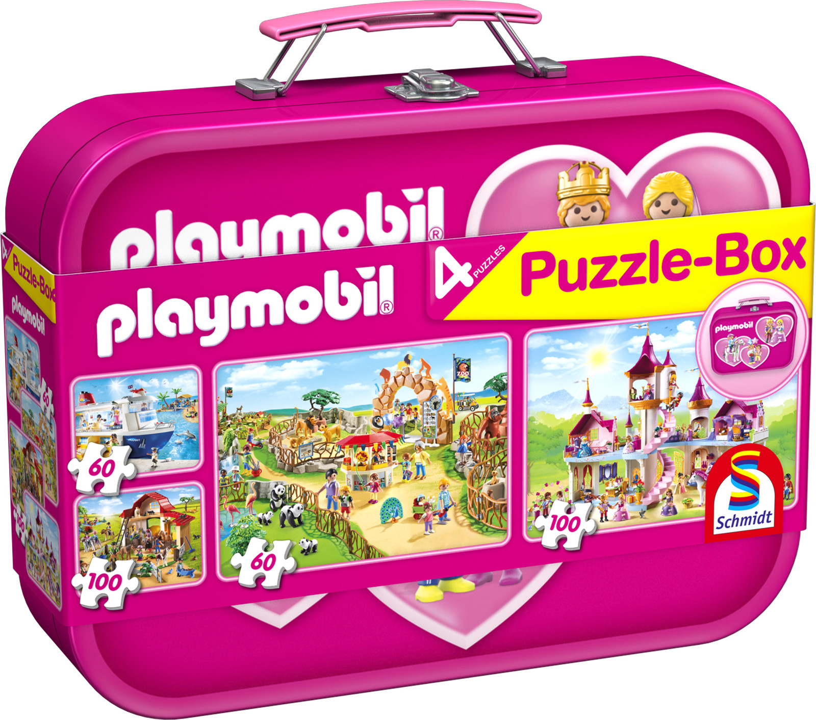 Playmobil, 2x60, 2x100 db, Rózsaszín fém kofferrel (56498)